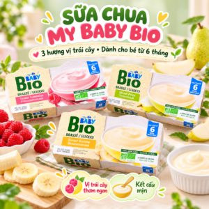 Sữa chua phô mai baby Bio auchan Pháp lốc 4 hộp cho bé từ 6m+