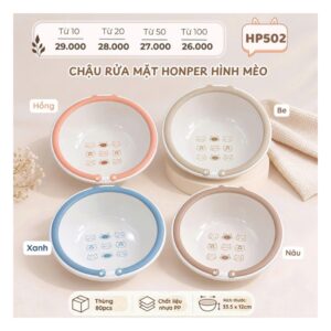 Chậu rửa mặt Honper hình mèo HP502 Mix Màu (Cái)