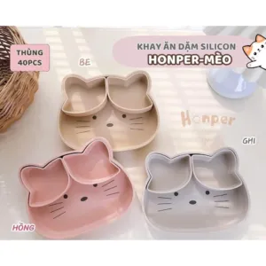 khay ăn dặm silicon hình mèo Honper